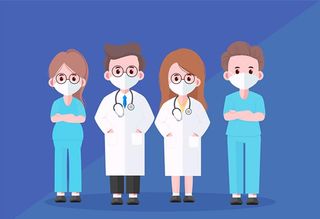 医生专业团队卡通艺术插画矢量图片