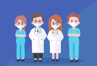 医生专业团队卡通艺术插画矢量图片