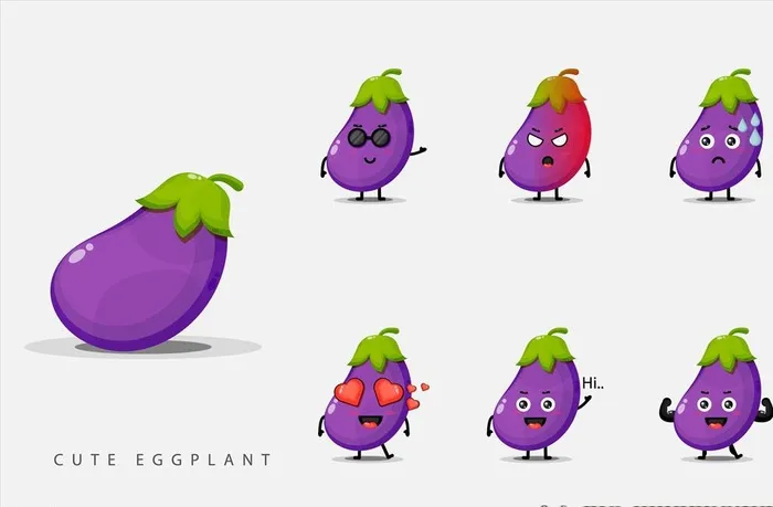 卡通茄子图片ai矢量模版下载