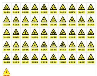 黄色警示标识牌图片