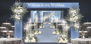 手绘婚礼 花艺 玫瑰 白色花图片