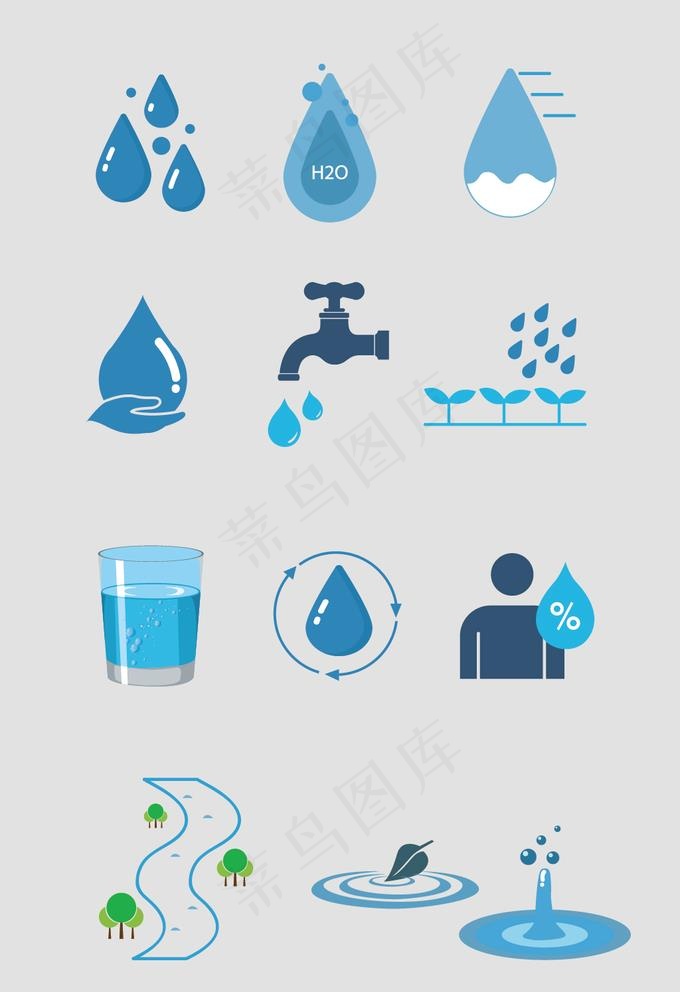 矢量水滴水花水元素图片ai矢量模版下载