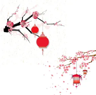 手绘中国风水彩写意古风喜庆灯笼图片