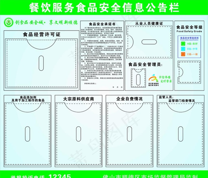 餐饮服务食品安全信息公告栏图片cdr矢量模版下载