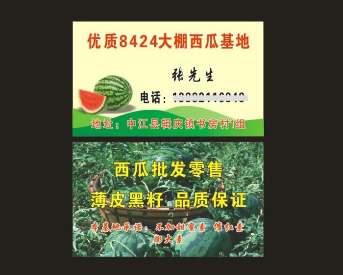 西瓜名片图片cdr矢量模版下载