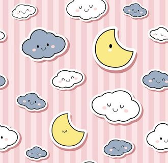 卡通无缝云朵月亮背景图案图片