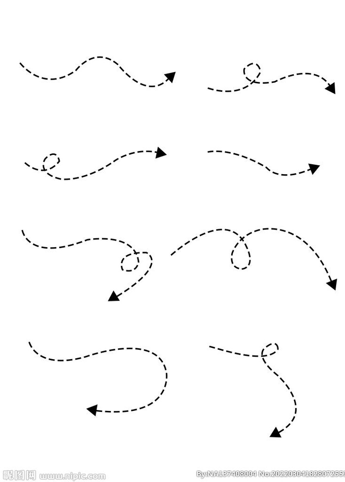 虚线箭头矢量图标图片