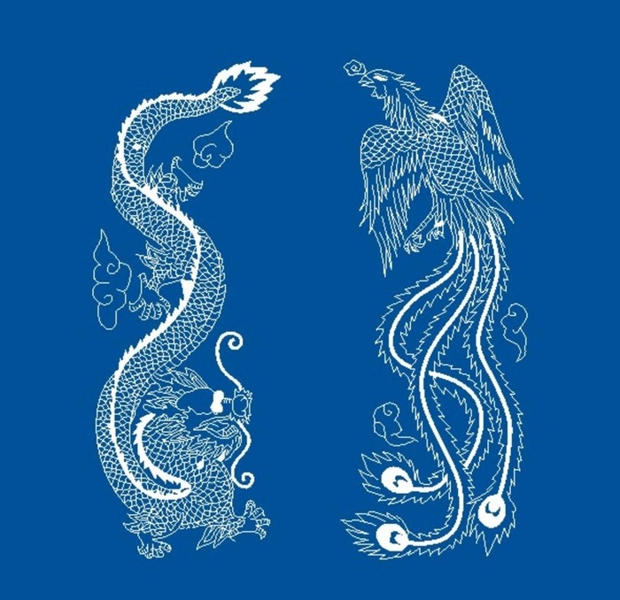 龙凤简笔画图片cdr矢量模版下载