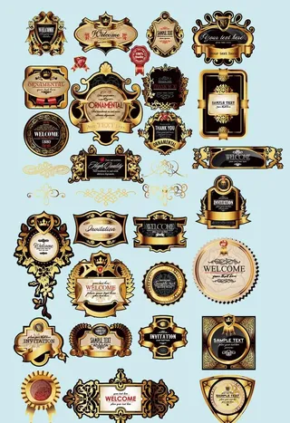 高档欧式花纹标签图片