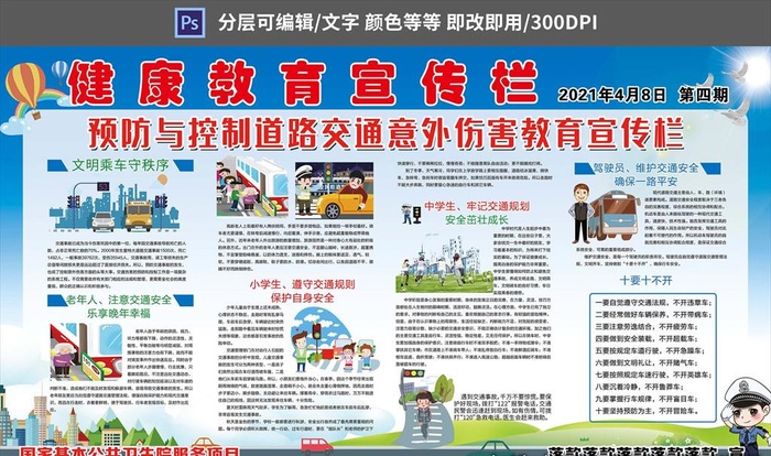 预防与控制道路交通意外伤害教育图片(9449x5315)psd模版下载