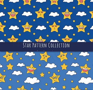 手绘卡通星星云朵背景图片
