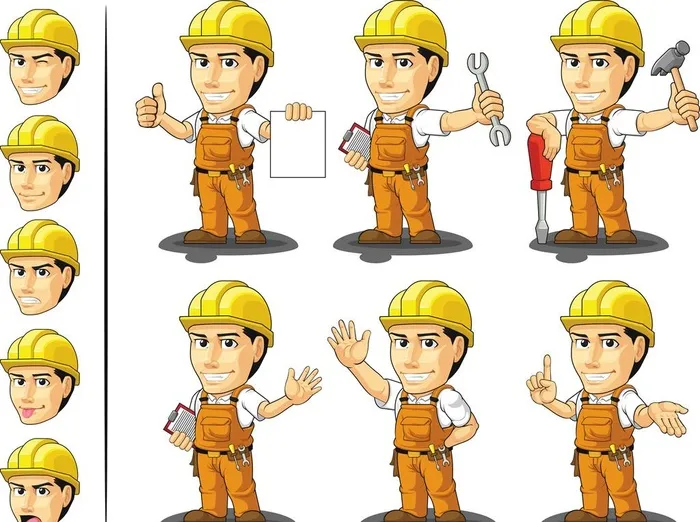 卡通建筑工人图片ai矢量模版下载