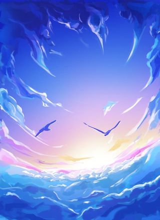 梦幻天空插画图片