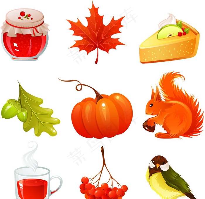 秋天矢量图标图片