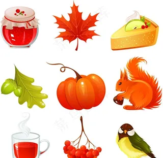 秋天矢量图标图片