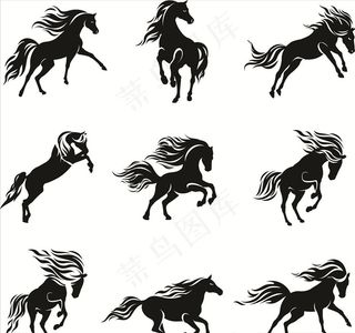 矢量剪影马图片