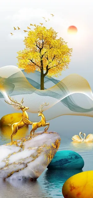 时来运转麋鹿装饰画图片