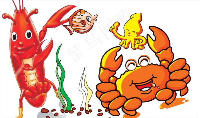 螃蟹虾图片psd模版下载