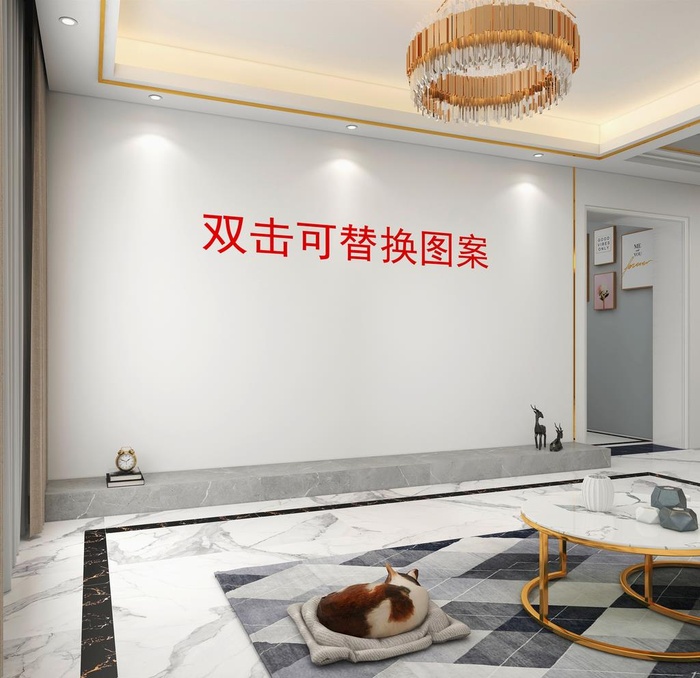 客厅效果图 壁画样机 产品主图图片(3200x3200)psd模版下载