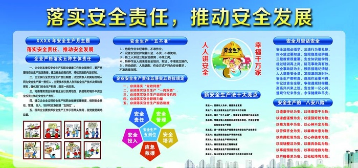 安全生产月宣传展板图片(7087x3544)psd模版下载