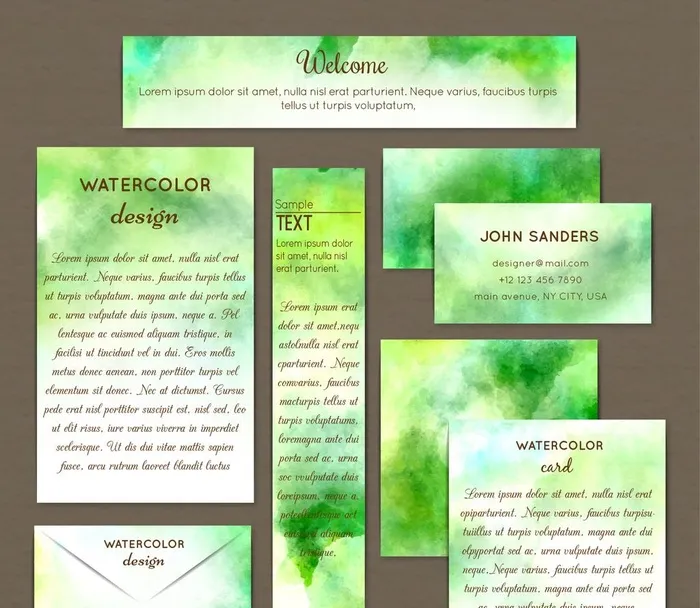 绿色水彩文具图片