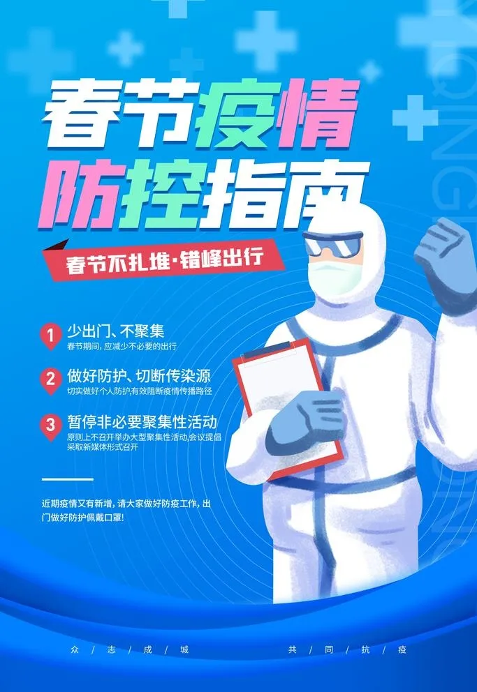 春节疫情防控海报图片(3543x5315)psd模版下载