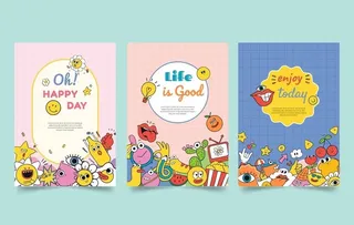 矢量手绘时尚卡通封面 图片