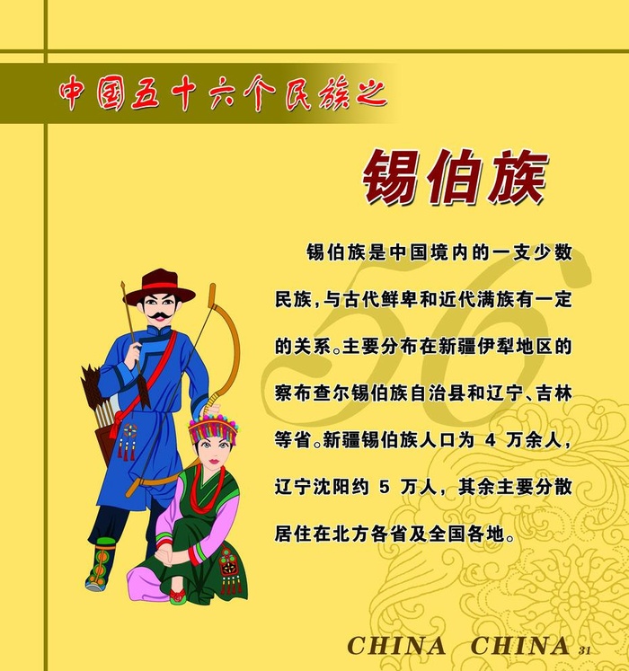 56个民族 锡伯族图片(2806x3090)psd模版下载