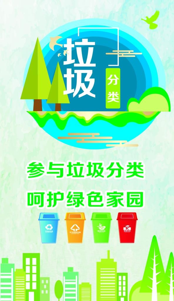 垃圾分类图片cdr矢量模版下载