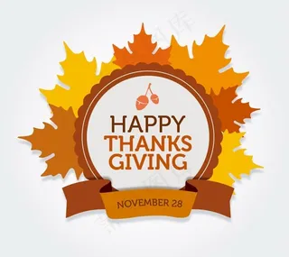 感恩节枫叶标签图片