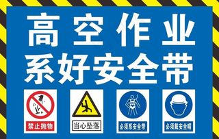 高空作业系好安全带综合警示牌图片