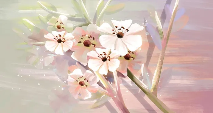 唯美花朵手绘图图片(2880x1620)psd模版下载