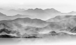 山水复古唯美新中式抽象背景墙图片