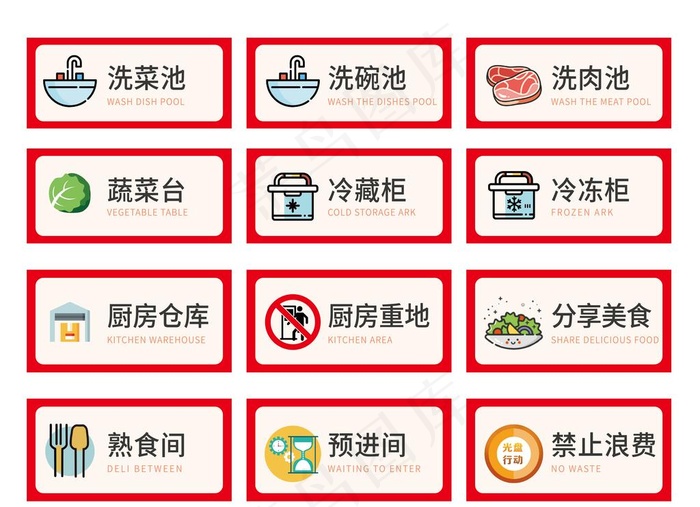 食堂小标示图片ai矢量模版下载