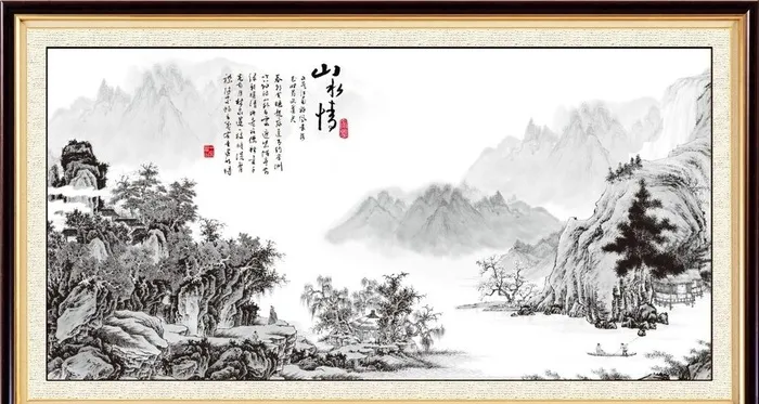 山水画图片cdr矢量模版下载