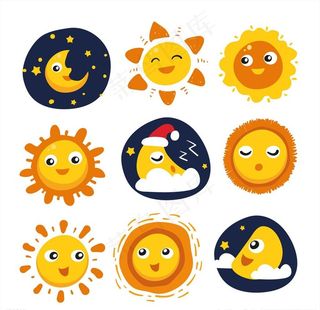 卡通太阳和月亮图片