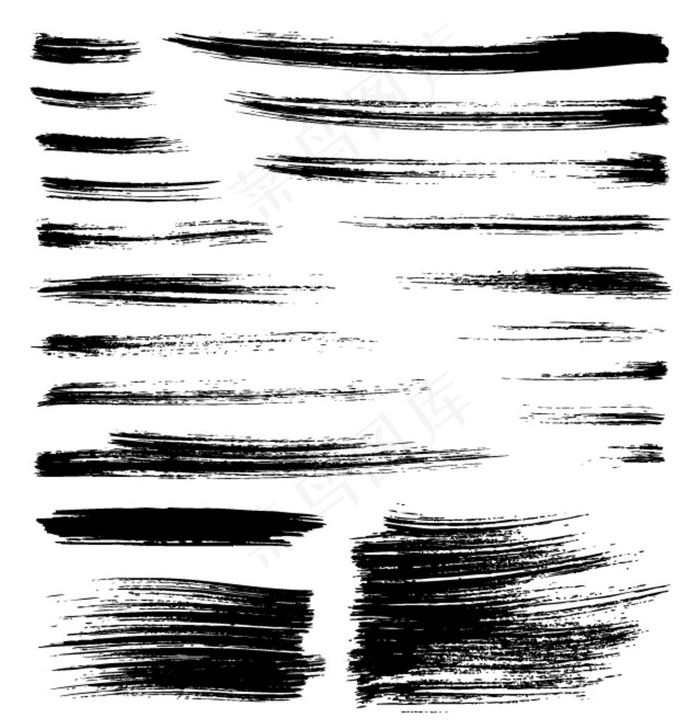 毛笔墨迹笔刷笔触矢量图片