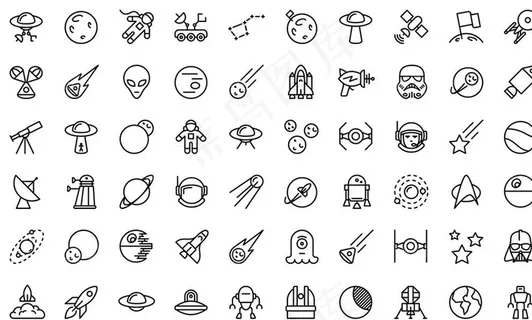 太空主题线性图标图片