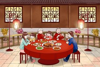 除夕团圆饭图片