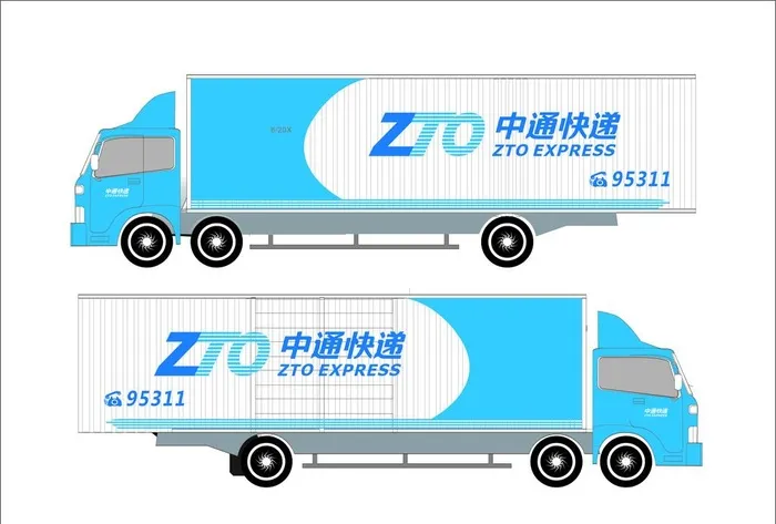 中通快递车身广告图片cdr矢量模版下载