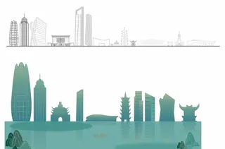 宁波建筑剪影线条图片