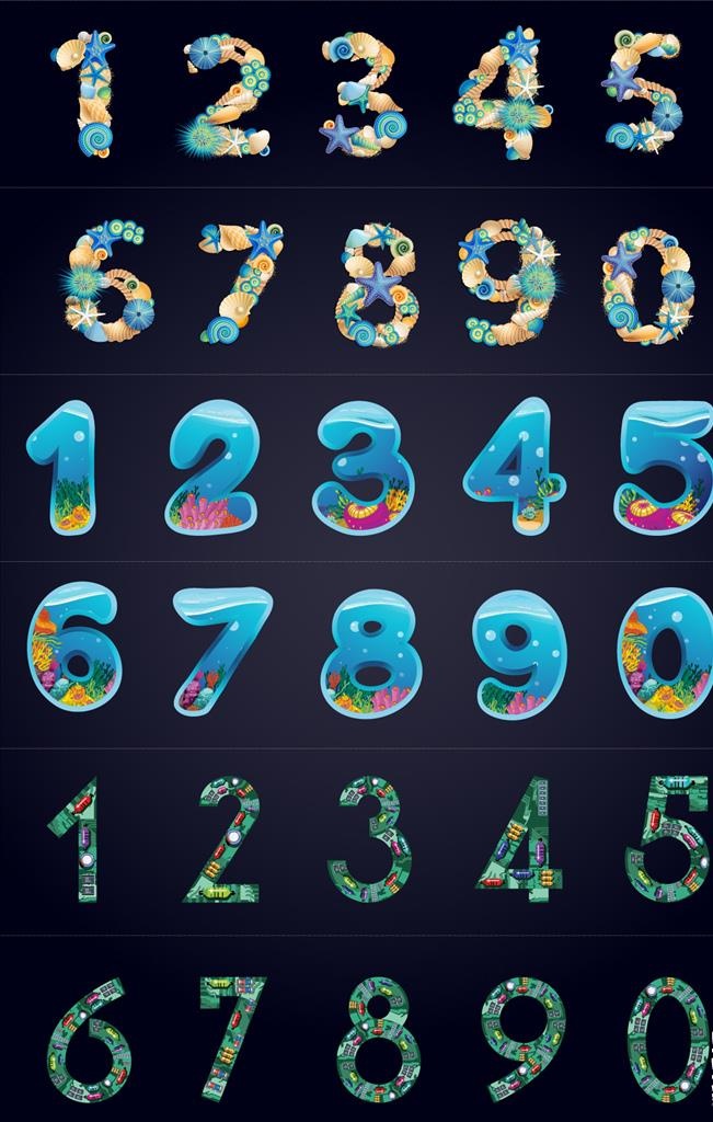 矢量彩色图案数字图片