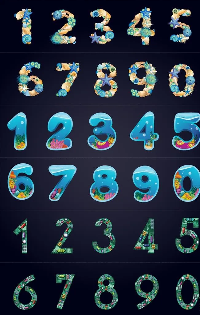 矢量彩色图案数字图片ai矢量模版下载