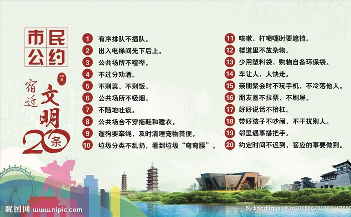 最新版本宿迁文明20条图片(7087x4252)psd模版下载