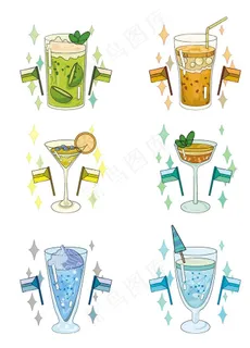 简约扁平卡通鸡尾酒图片