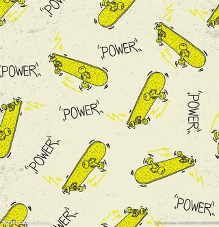 黄色滑板线描线描平铺图图片