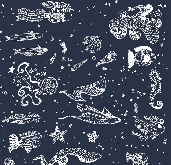 海洋系列花布图案设计图片
