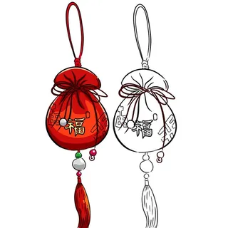 手绘布袋香囊插画  图片