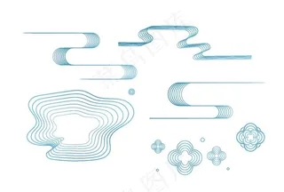 蓝色中式线条元素图片