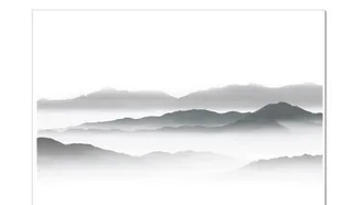 意境水墨山水云层画图片